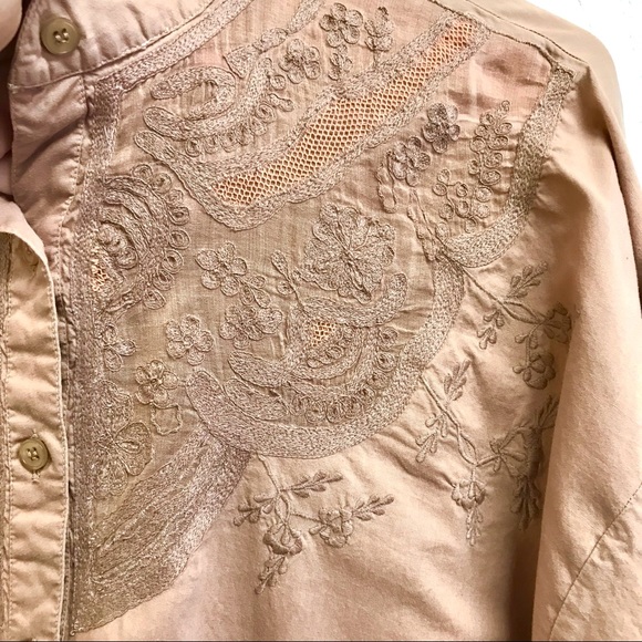 Vintage 90’s Together Cotton Oversized Embroidered Sheer Yoke Button Down Top XL - Picture 3 of 6